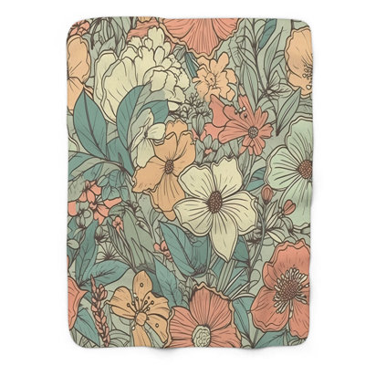 Jeté Funky Floral Fiesta - 1 pièce Sherpa Premium