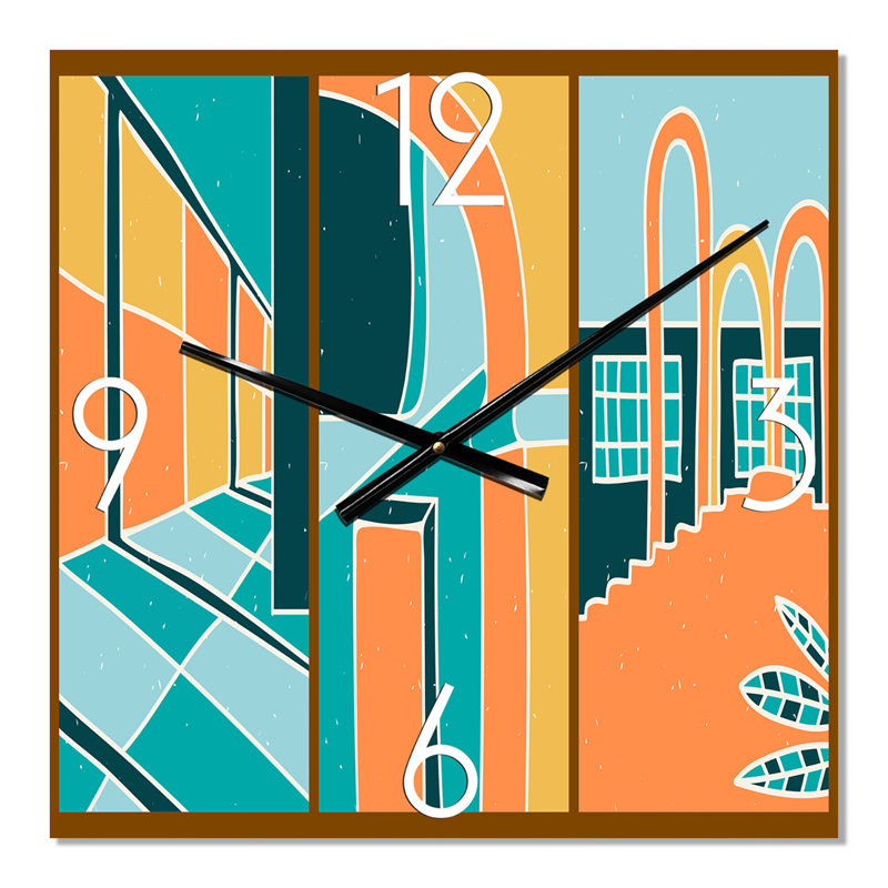 Formes géométriques pour fenêtres de style rétro - horloge murale moderne, Très grand