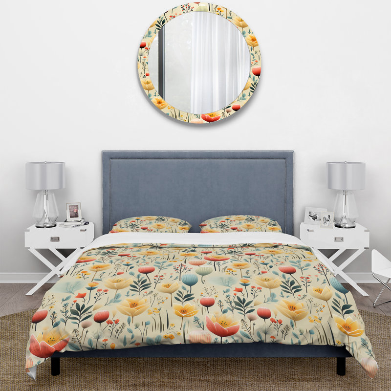 Literie Simplicity In Scandinavian Flowers, Housse de couette pour très grand lit et 2 très