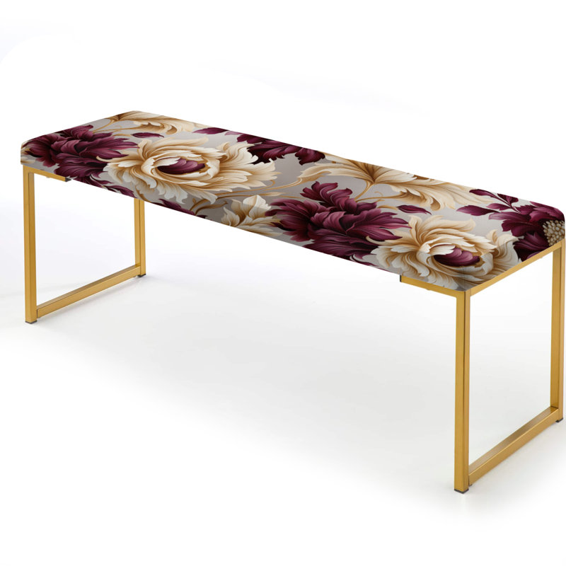 Royal Victorian Flourish Victorian Pattern V - Floral Upholstered Gold Bench