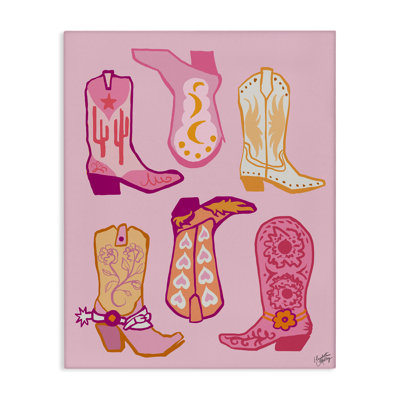 «Cowgirl Boot Designs», art mural sur toile par Elizabeth Medley