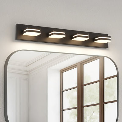  30 in. 4-Light Modern Black LED Bathroom Vanity Light 5CCT with Adjustable Head, Dimmable