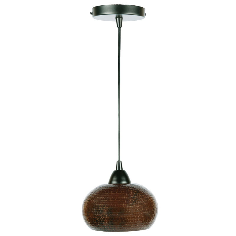 Numra Hammered Copper 7" Globe Pendant Light