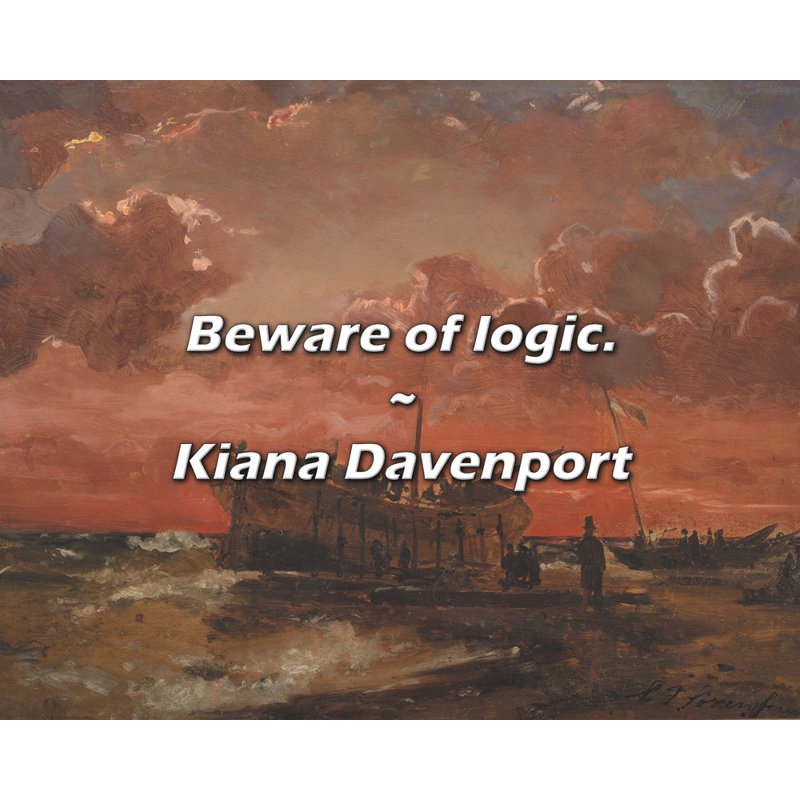 Kiana Davenport Quote: Beware of logic., 20" H x 24" W