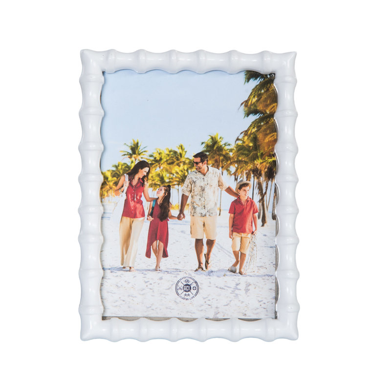 Cadre photo en bambou blanc, L 5,5 po x H 7,5 po