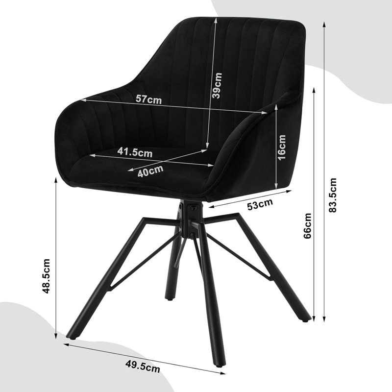 Machado 48.5cm H Velvet Upholstered Metal Upholstered Back Armchair, Black Velvet