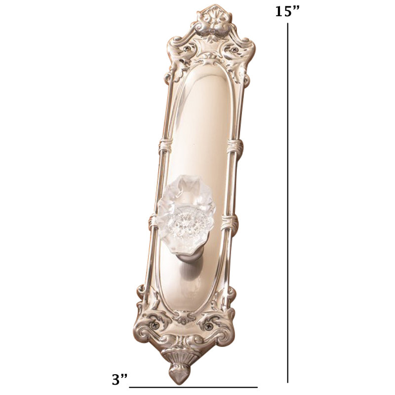 Knob with Arch Rosette, Satin Nickel