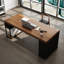 Bureau de direction rectangulaire en bois massif avec tiroirs Walnut-53358937