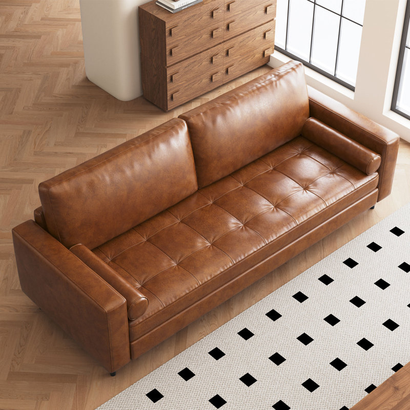 Canapé 80,31 po style Mid-Century moderne à trois places avec accoudoirs carrés