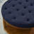 Large Round Upholstered Tufted Linen Ottoman Coffee Table, Large Footrest Ottoman with Wood Shelf Storage- Navy Blue-584048005