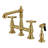 Kingston Brass Essex Two-Handle 4-Hole Deck Mount Bridge Kitchen Faucet with Brass Side Sprayer-110403722