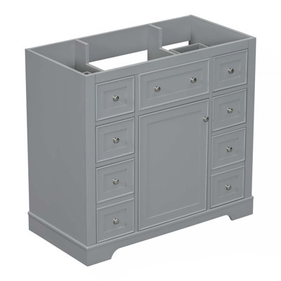 36" Bathroom Vanity without Sink, Cabinet Base Only, One Cabinet and Six Drawers