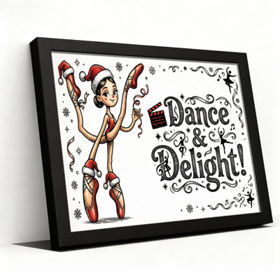 «Christmas Ballerina Dance And Delight», reproduction d'art sur toile tendue sur toile, ensemble de 1