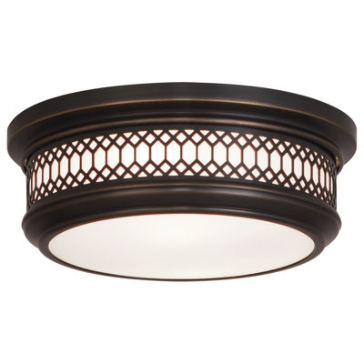 Deep Patina Flushmount Ceiling Light Fixture With Frosted White Glass Shade | UL Listed | Medium E26 Socket | 40W Max | 11.75? Width & 4.25? Height