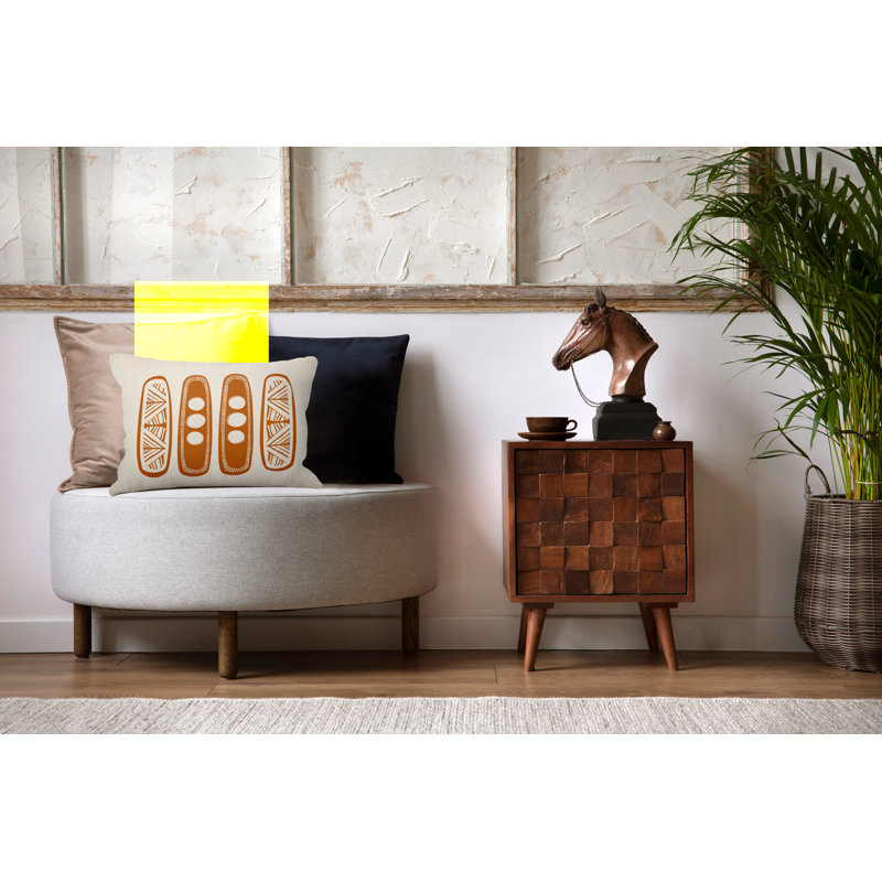 Polyester/Polyester Blend Lumbar Rectangular Indoor/Outdoor Pillow Cover & Insert, Orange