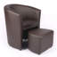 Faux Leather Barrel Chair with Footstool-1969987529
