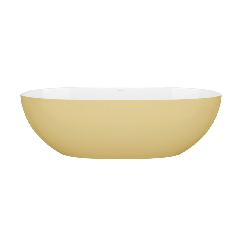 Barcelona 70.875" x 34.125" Freestanding Soaking Bathtub, Gloss White, Ivory - Matte