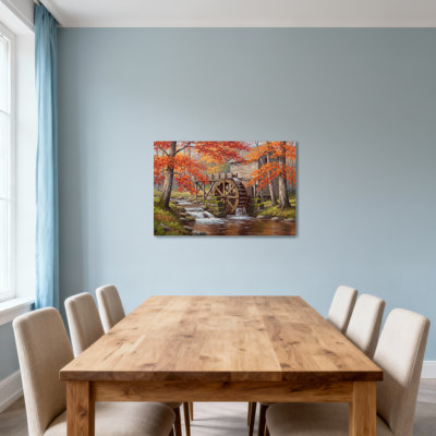 Paysage et nature, automne, moulin à eau, ruisseau, feuilles, maison, roue