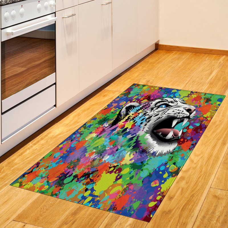 Tapis décoratif psychédélique en fibres de polyester à haute densité, Rectangle 2 pi 7 po x 5 pi