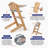 Cowiewie Natural Wooden High Chair for Babies & Toddlers, 8 Adjustable Highchair with Cushions, 3-Tier Remove & 2 Adjustable Tray, Gary-1003925836