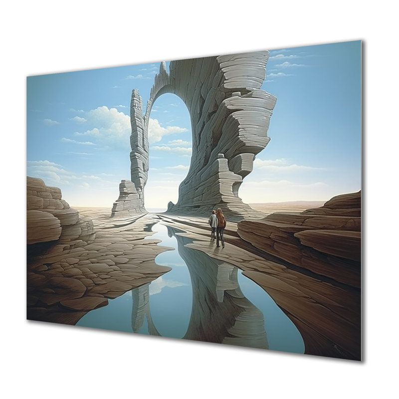 «River Into surreal fantasies Exploration III», art mural surréalisme en métal, H 12 po x l 20 po x P 1 po