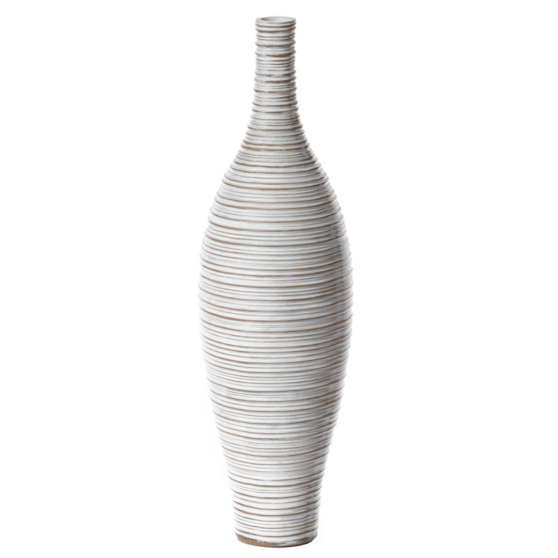 Roddney White Tall Floor Vase, Modern Home Decoration, 24" H x 6" W x 6.5" D, 1