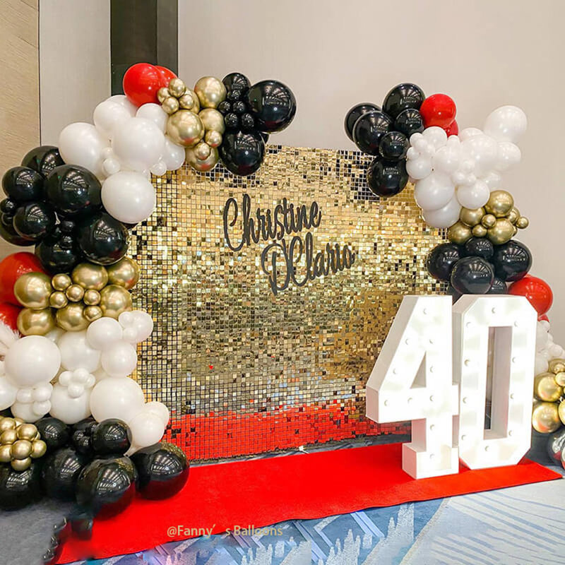 36 pièces de 6 x 6 pi paillettes chatoyantes en toile de fond de mariage, décoration de fête d'anniversaire, Doré