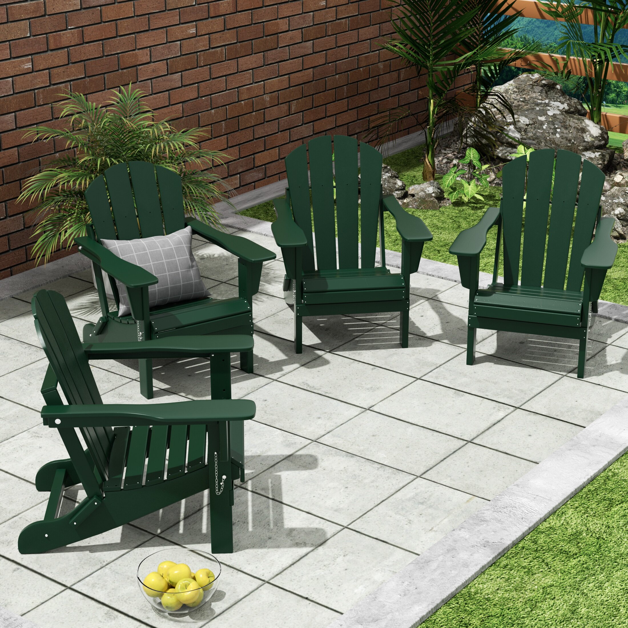 Elland HDPE Folding Adirondack Chair (Set of 4)