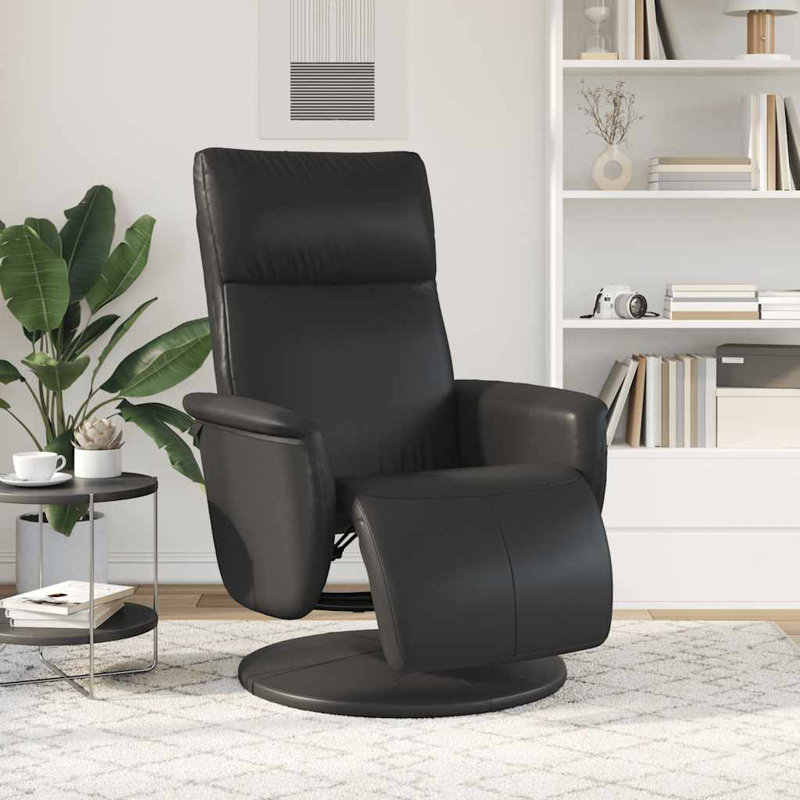 Fauteuil inclinable avec repose-pieds en similicuir noir, Noir