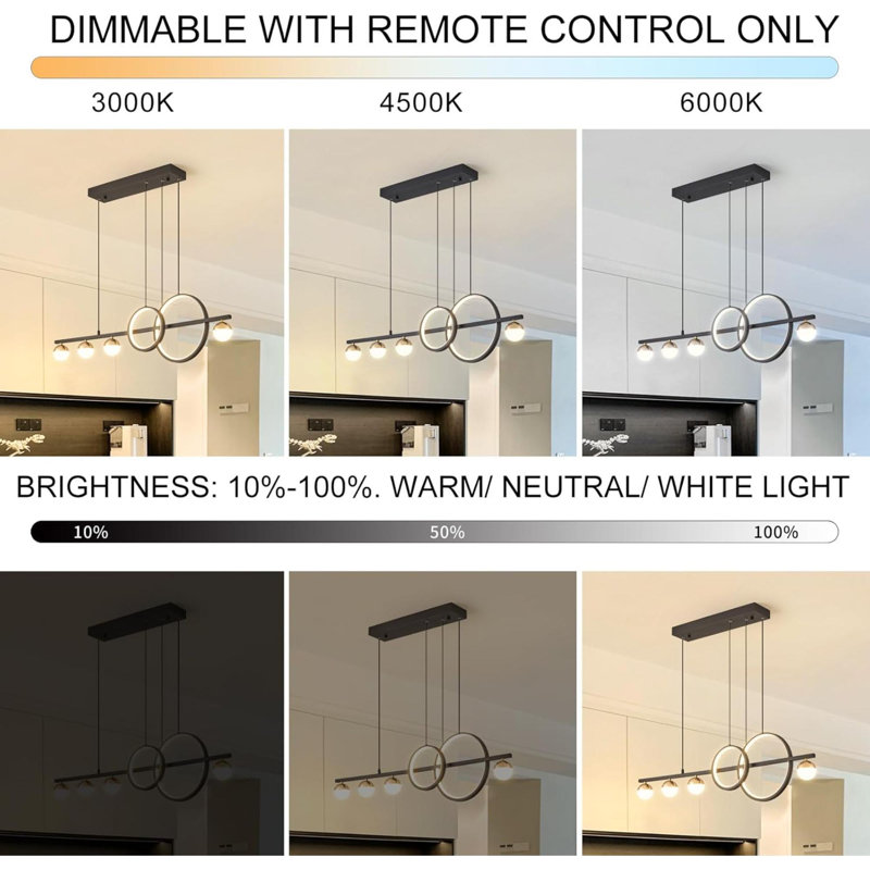 Modern Chandeliers For Dining Room Dimmable LED Chandelier Linear Pendant Light For Kitchen Island Globe Haning Pendant Chandelier Lighitng With Remote