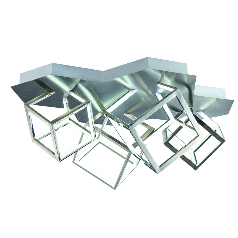 Modern Silver LED Multi Square Flush Mount, Nickel