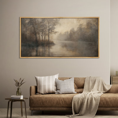 «Rustic Forest River», toile encadrée de paysage rétro dans des tons sépia