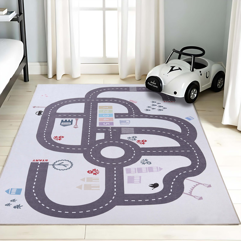 Tapis d'intérieur lavable pour chambre d'enfant Country Road, Rectangle 5 pi 0 po x 7 pi 6 po