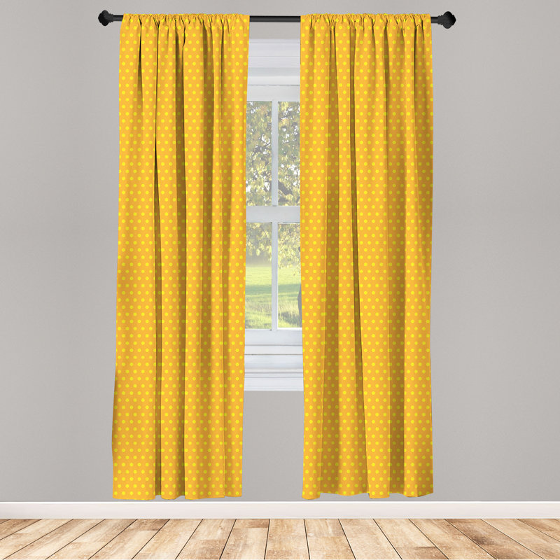 Rideaux 4 panneaux Ambesonne Retro, pois rétro souci, 56 po x 63 po, souci et jaune, L 56 po x L 95 po