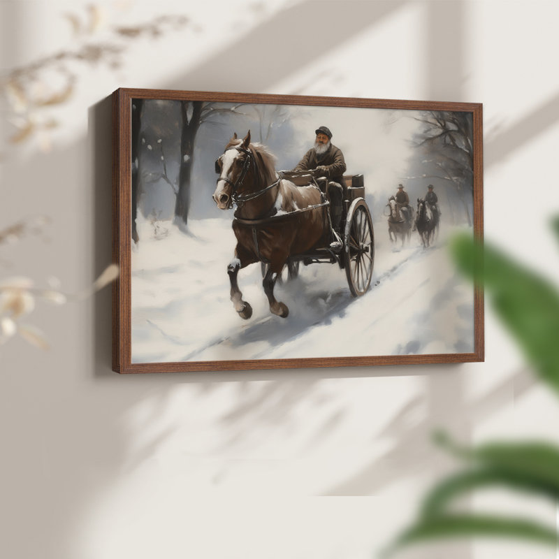 Art de Noël - DCCDXLI - Reproduction encadrée - Restickable, H 22 po x l 28 po, Noyer
