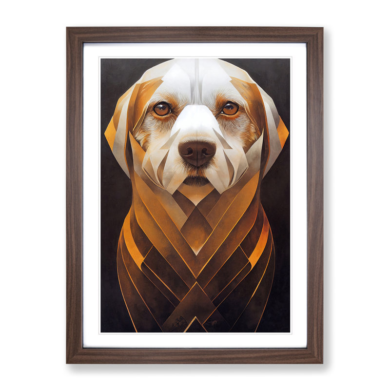 Majestic Dog Abstract - Framed Print, 64cm H x 46cm W x 2cm D, Walnut