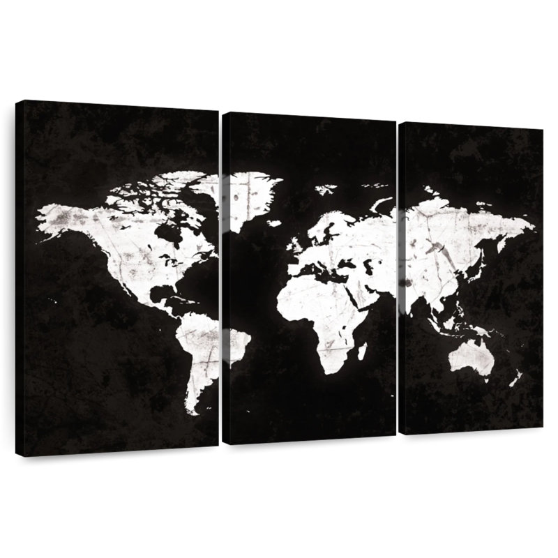 Carte du monde Aliaz White Contrast, H 32 po x l 50 po