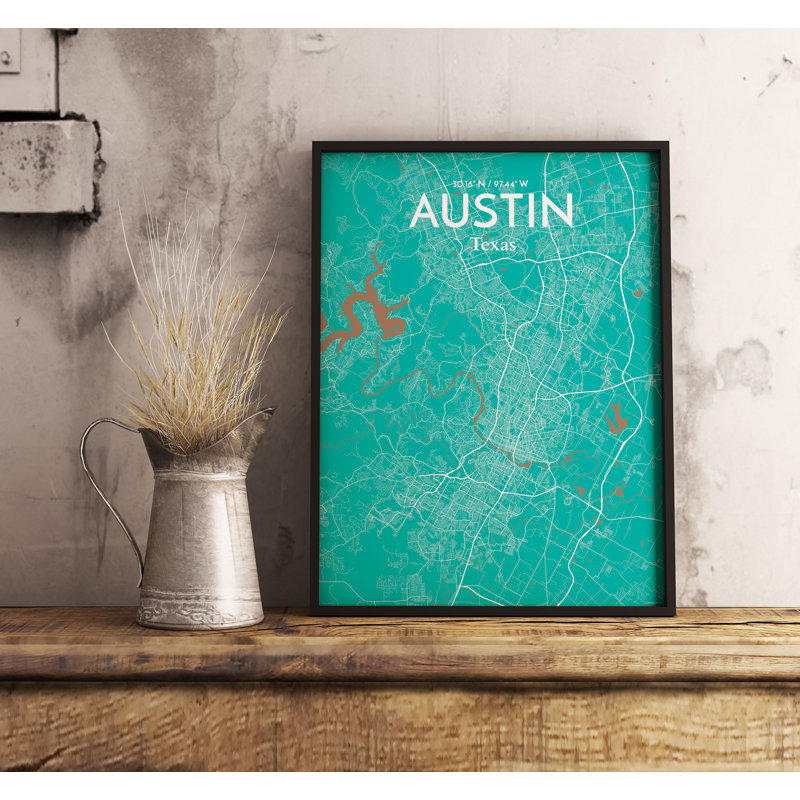 Austin City Map - No Frame Print, 61cm H x 45.7cm W x 0.13cm D