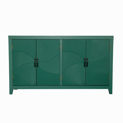 59"Green Accent Cabinet With 4 Doors, Mid Century Modern Pantry Cabinet, Wood Buffet Cabinet, Media Cabinet, Console Cabinet, Cabinet For Entryway, Living Room, Bedroom, Dining Room