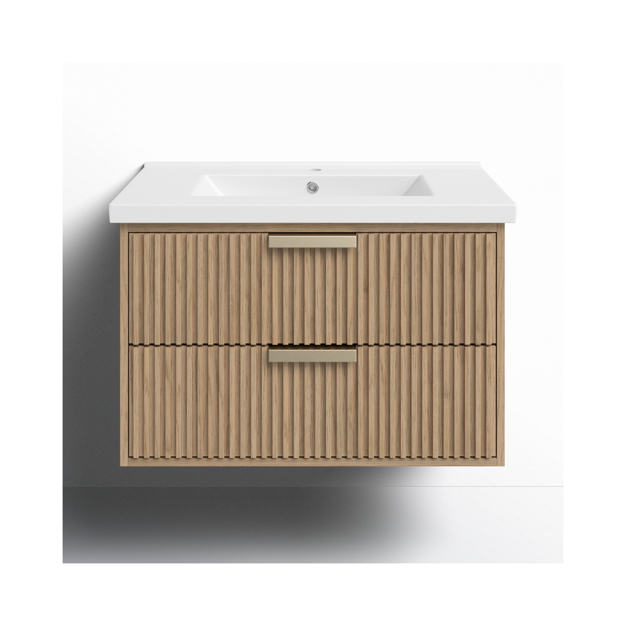 Anelie 30'' Single Bathroom Vanity, Gold, Oak