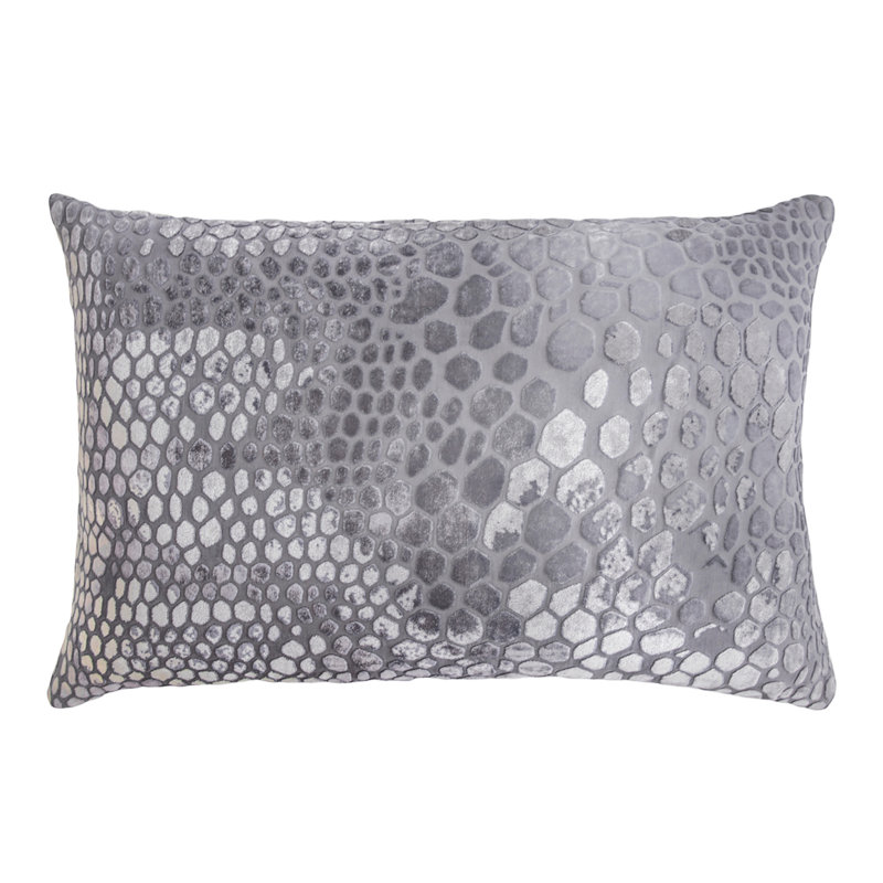 Snakeskin Square Velvet Pillow Cover & Insert, Basil, Rectangle 14"H x 20"W