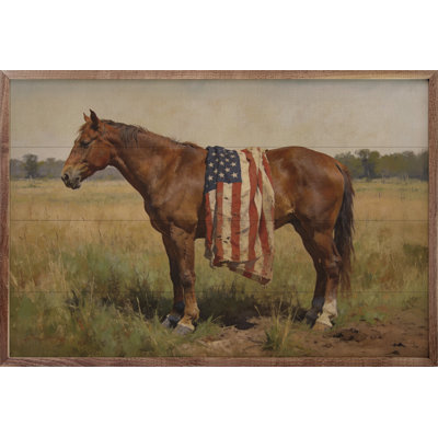 Bay Bay Horse avec drapeau américain