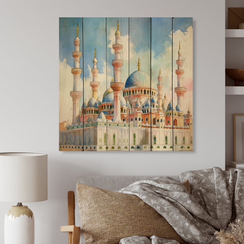 Mosquée Kamyri, Expressions II sur impression sur bois, H 35 po x l 35 po x P 0,78 po