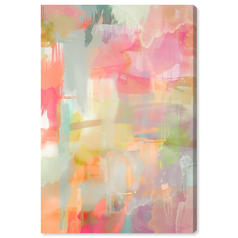 Art abstrait coloré sel et baies par Art Remedy, Cadre blanc, H 55 po x l 37 po