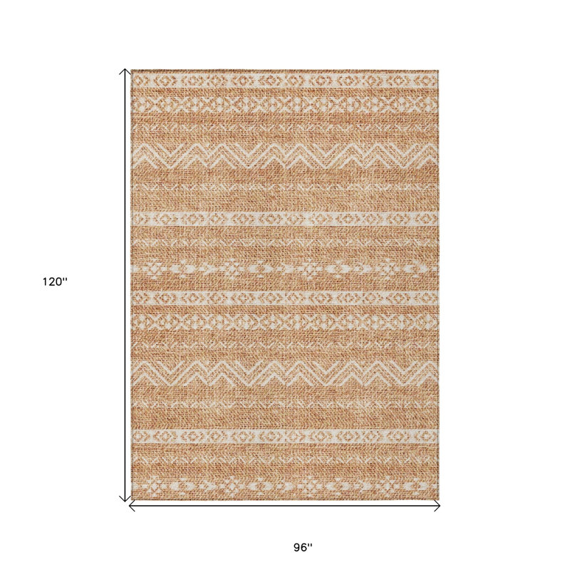 Tapis intérieur / extérieur lavable 8 pi x 10 pi en terre cuite et beige style sud-ouest
