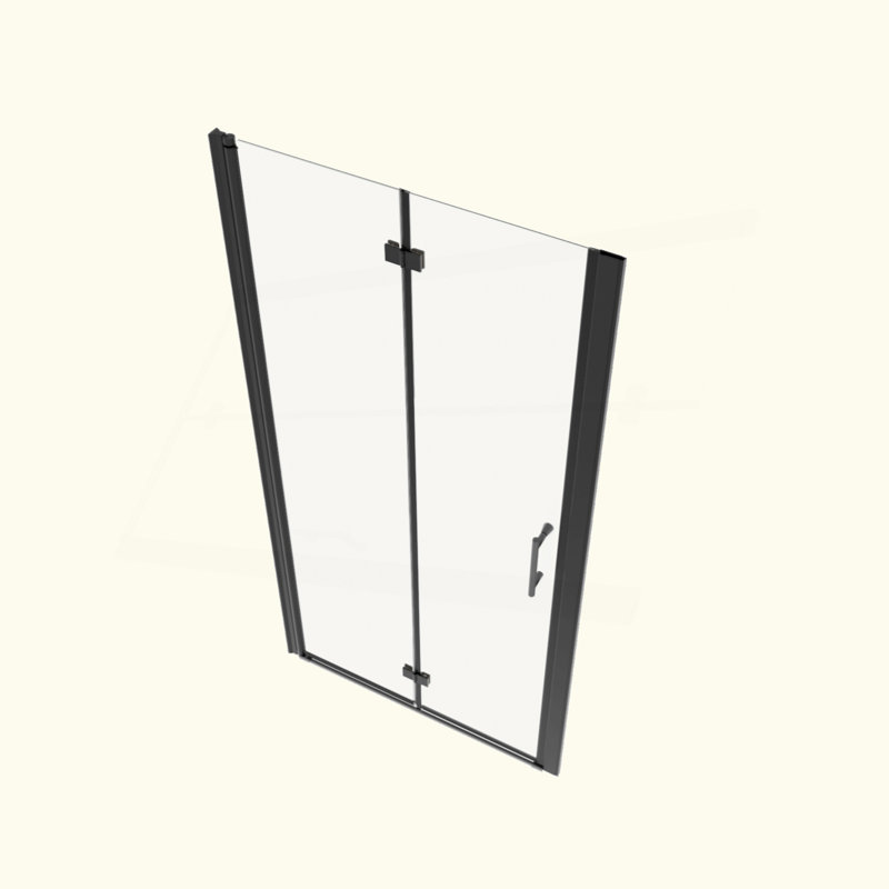 Porte de douche pivotante universelle à ajustement de 1 3/8 po avec finition en verre trempé de 1/4 po, Noir mat