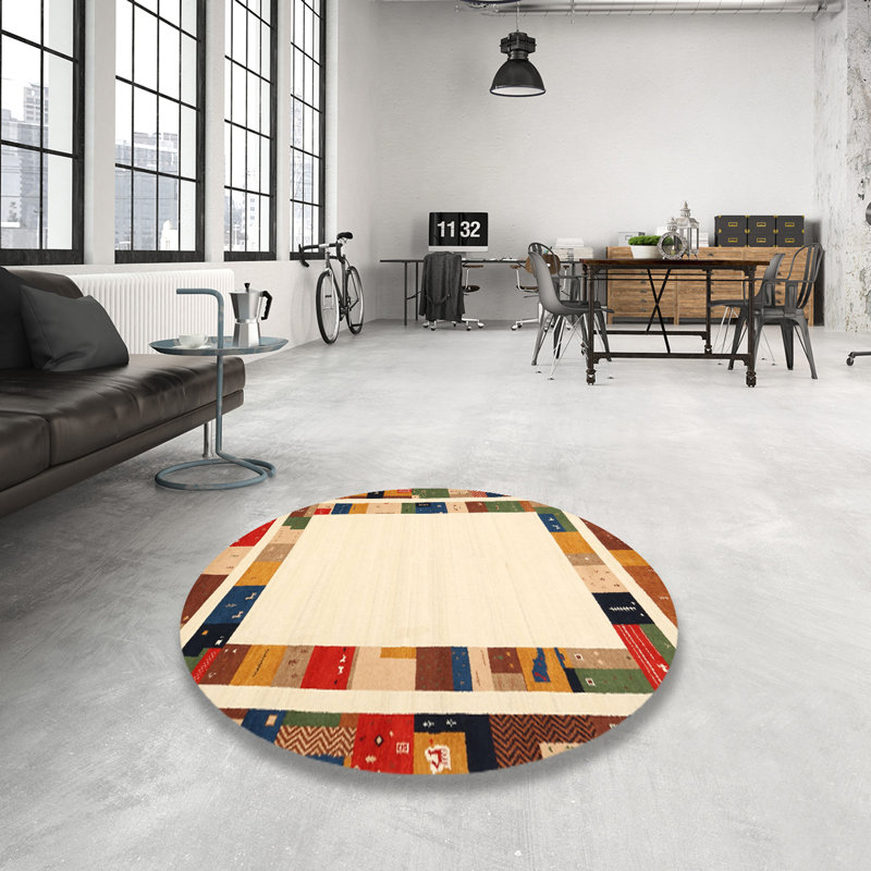 Tapis beige / rouge / vert Ruhlman, Rond 6 pi