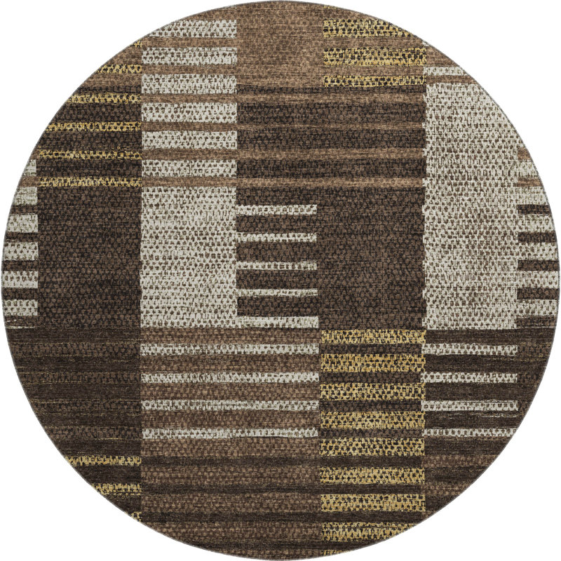 Premium Machine Washable Prisco Chocolate Rug, Round 8'