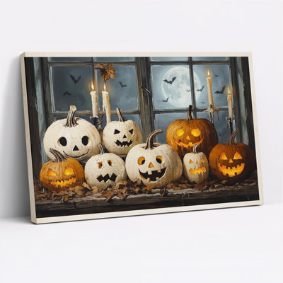 «White and Orange», citrouilles sculptées par Candlelit