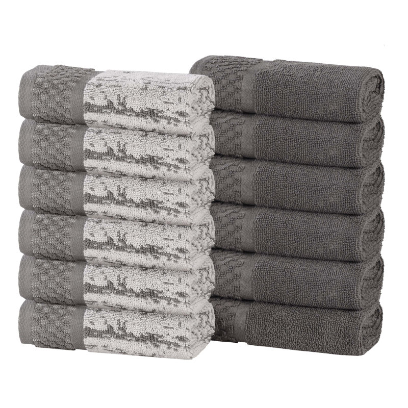 Essuie-mains en jacquard Lisse, Gris anthracite / Argent